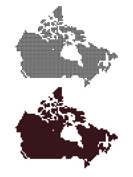 Canada pixel and dotted maps vector illustration