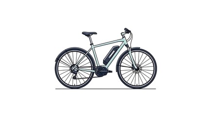 Fototapeta premium A sleek and modern electric mountain bike with a silver frame and black accents positioned on a clean white background for a clear view