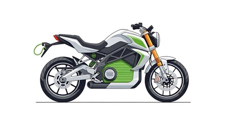 Obraz premium Electric motorcycle with green and white body