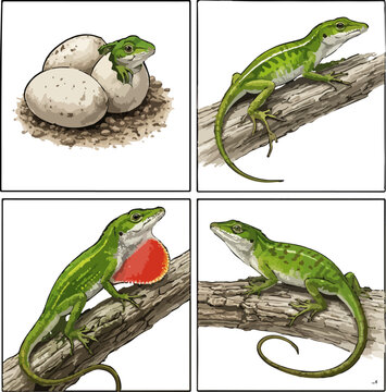 Anolis carolinensis illustration art