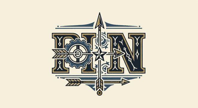 Intricate vintage steampunk alphabet with gear, arrows, star, and ornaments