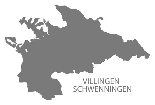 Villingen-Schwenningen city map grey illustration silhouette