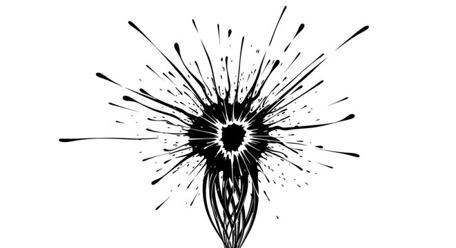 Black and white abstract explosion design.