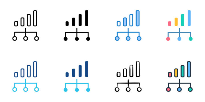 Data visualization icons set multiple style collection. Editable stroke 
