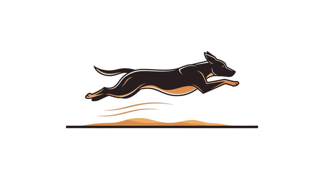 Dynamic Black Dog Running with Speed and Agility.