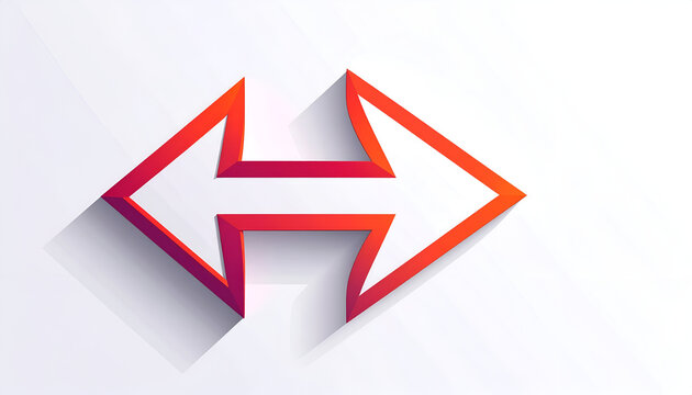 Red gradient outline of double arrow pointing left and right on a white background