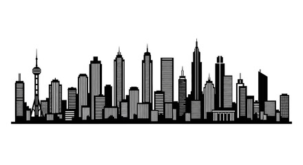 Fototapeta premium City Skyline Urban Buildings Silhouette.