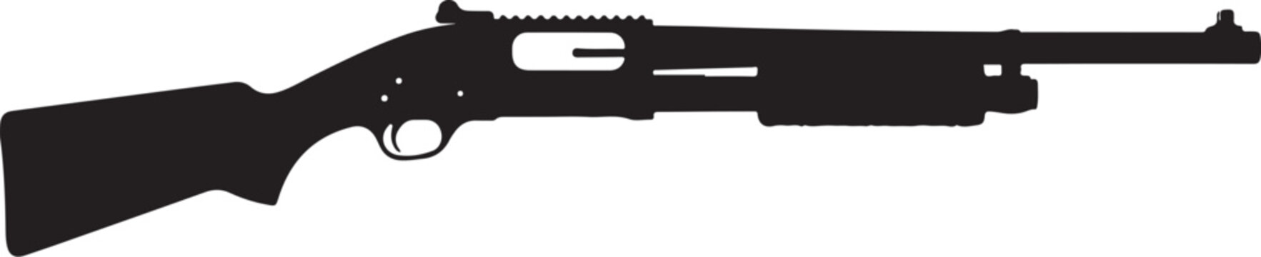 Black rifle, shotgun vector, silhouette, firearm icon, weapon illustration