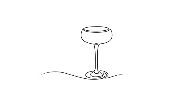Animated continuous one line drawing of martini glass