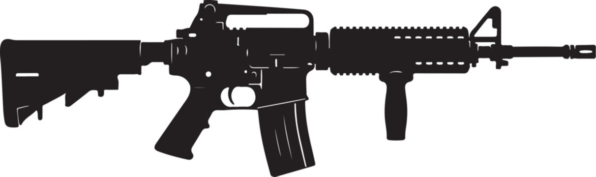 Rifle, assault rifle, black rifle, gun silhouette, weapon vector, military rifle
