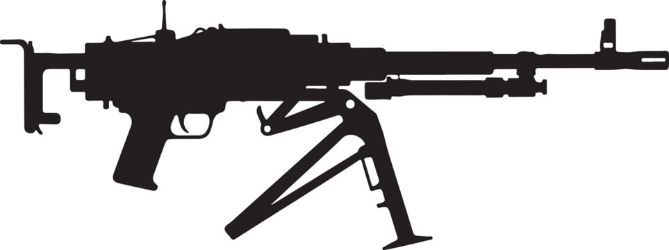 Rifle, assault rifle, machine gun, black silhouette, weapon icon, vector illustration