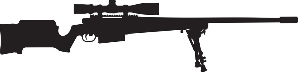 Sniper rifle silhouette, black rifle icon, gun vector, shooting weapon