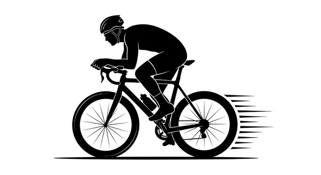 Cyclist Riding Fast on Bicycle.