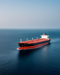 Fototapeta premium Oil tanker ship in ocean with industrial background