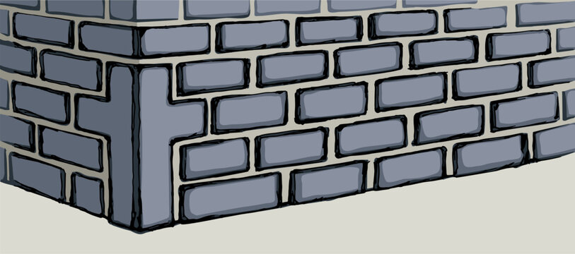 Vector drawing. Cornerstone at the base of the wall