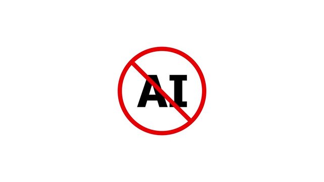 Anti-AI symbol with a bold design, perfect for content about protests against AI automation.4k animation with alpha channel.