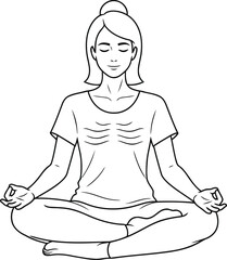 Obraz premium A serene woman sitting in a lotus position while practicing mindful meditation and deep breathing