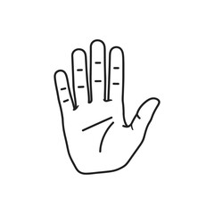 Obraz premium Minimalist hand outline, stop gesture, black and white line art, isolated on white background