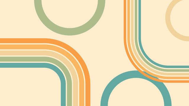 Abstract background of rainbow groovy Wavy Line design in 1970s Hippie Retro style. Vector pattern ready to use for cloth, textile, wrap and other.