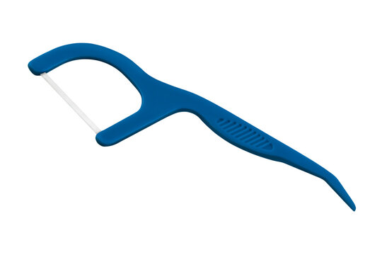 Blue Dental floss tape stick isolated on white background