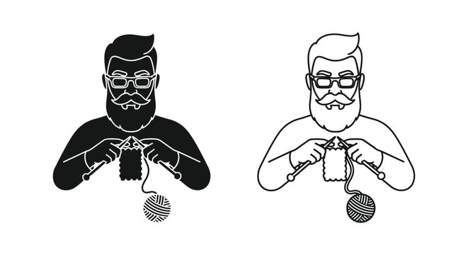 Illustration of two men with mustaches and glasses Vector