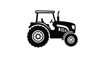 Obraz premium Black silhouette of a classic farm tractor against a white background silhouette