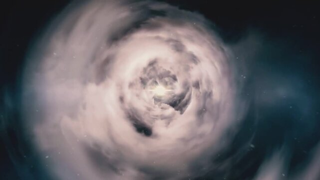 Flying Through Night Sky Tunnel Stars and Clouds Loop Cinematic Flight Animation