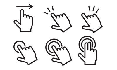 Obraz premium Hand Gesture Touch Icons Click Swipe Tap Interface UI UX Interaction Set