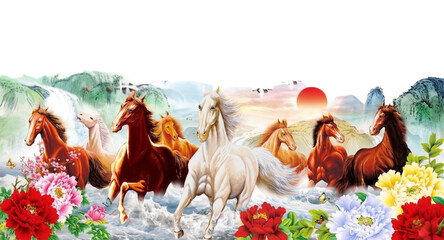 Lucky Horses and Peonies © Rizky