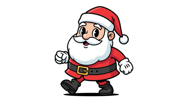Jolly Santa Claus Walking with a Cheerful Expression.