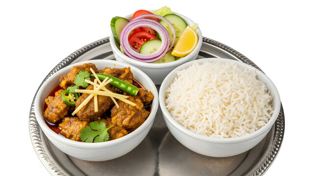 Classic Nihari Curry Served with Rice and Salad Side