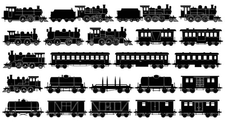Vintage Steam Train Silhouettes Collection © Tuku