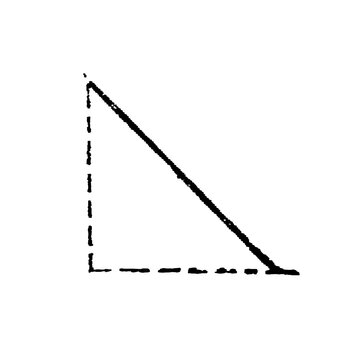 Hypotenuse, simple black line drawing of a right triangle with dashed lines, geometric elegance, old vintage illustration, 1897.