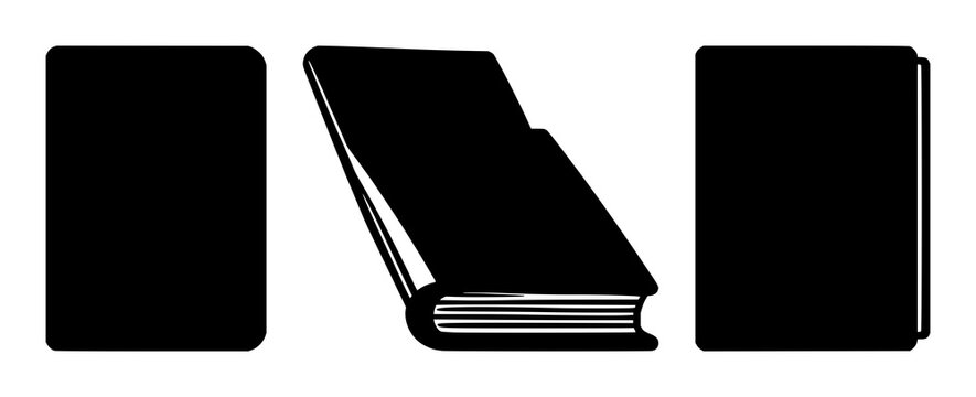 Ledger book silhouette set with solid black icon on white background featuring business ledger, silhouette, black icon with ledger book and document