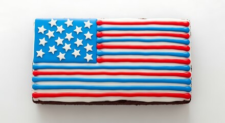 Obraz premium American flag designed cookie isolated on white background for celebration