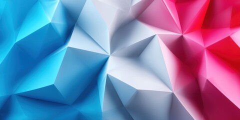 Fototapeta premium Abstract geometric background with blue, white, and pink facets creating a dynamic, low-poly texture