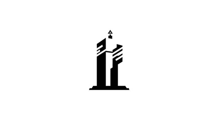 Obraz premium Modern Abstract Building Silhouette with Flame