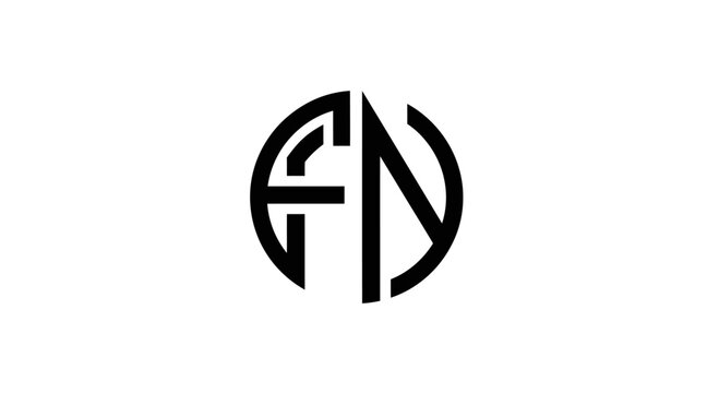 Monogram Circle Logo FN Initials Abstract Geometric Design
