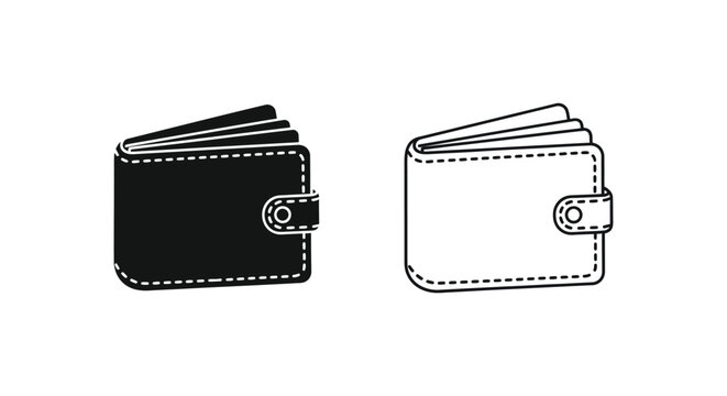 Black and white wallets on white background Vector