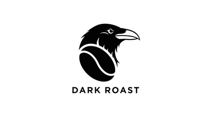 Naklejka premium Raven Head and Coffee Bean Logo - Dark Roast