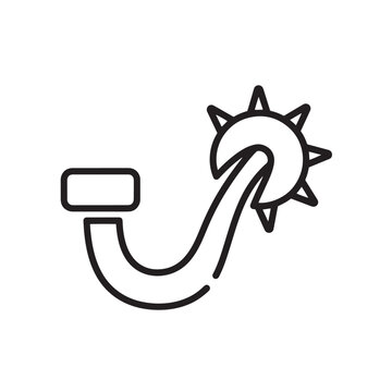 Western cowboy boot spur icon. Minimal black line art vector symbol for horse riding equipment and ranch lifestyle.