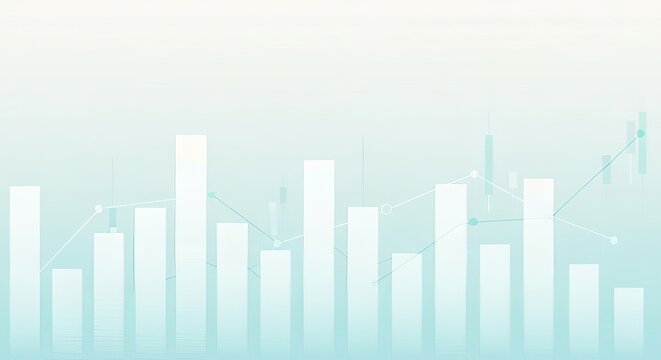 Abstract Financial Data Visualization Background Featuring Growth Chart and Bar Graph in Light Tones