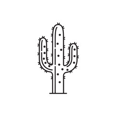 Fototapeta premium Desert saguaro cactus minimalist outline icon. Professional prickly pear plant vector for southwestern nature design.