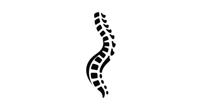 Abstract black spinal column graphic on white background, medical concept