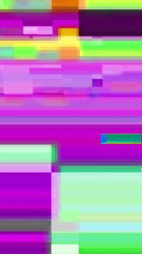 Abstract background with vibrant and saturated color bars glitch, seamless loop for social media