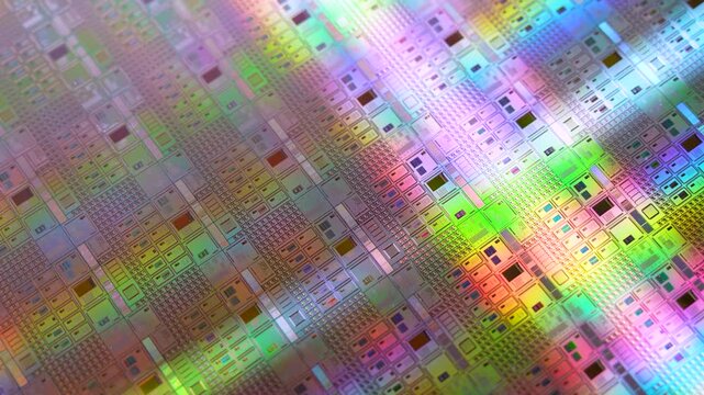 Silicon wafer for manufacturing semiconductor of integrated circuit.Electronic circuit designs have been built onto the wafers using micromaching including photolithography