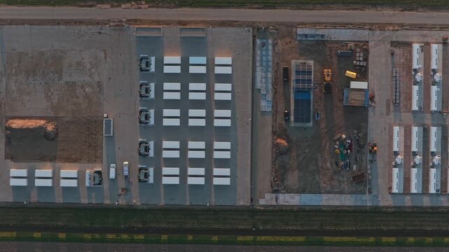 Aerial view of battery energy storage system under construction