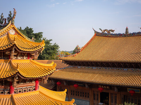 Golden glazed tile roofs of Fanti Temple in Xiamen