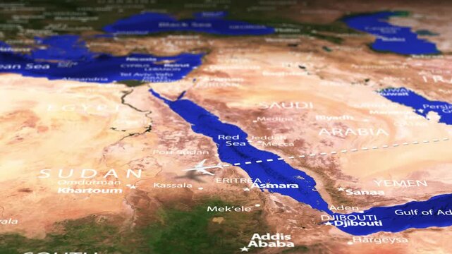 Flight From New Delhi INDIA to N Djamena CHAD with flag pins