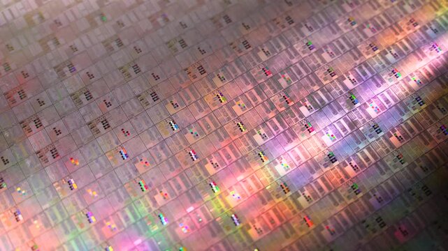 Silicon semiconductor wafer used in electronics, slice or substrate slice of crystalline silicon